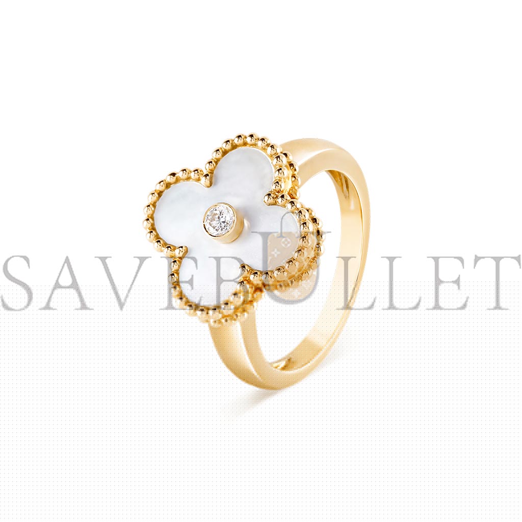 v*n cl*f arpels vintage alhambra ring - yellow gold, Di*m*nd, mother-of-pearl  vcara41100